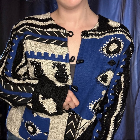 fabulous vintage funky cobalt blue wool jacket // size XL - Picture 12 of 12